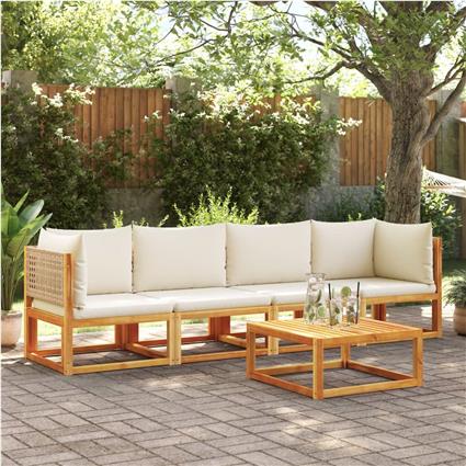 vidaXL 4 pcs conjunto de sofás de jardim com almofadões acácia maciça