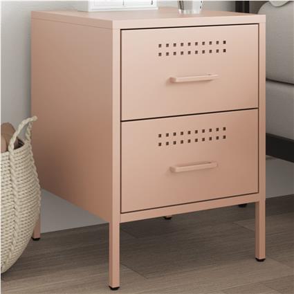 vidaXL Mesa de cabeceira 36x39x50,5 cm aço rosa