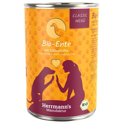 Herrmann's Classic Bio-Menü 12 x 400 g - Pack económico - Pato biológico com batata-doce biológica