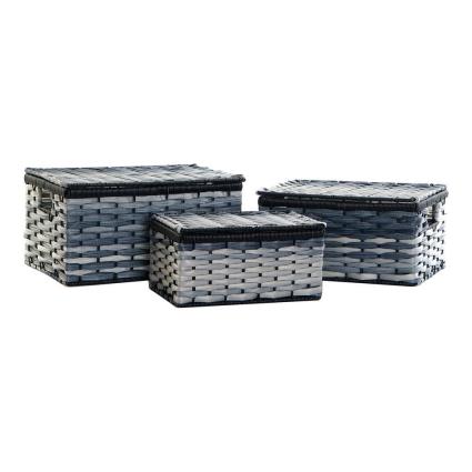 Conjunto de Cestas  Azul PVC Metal (3 pcs)