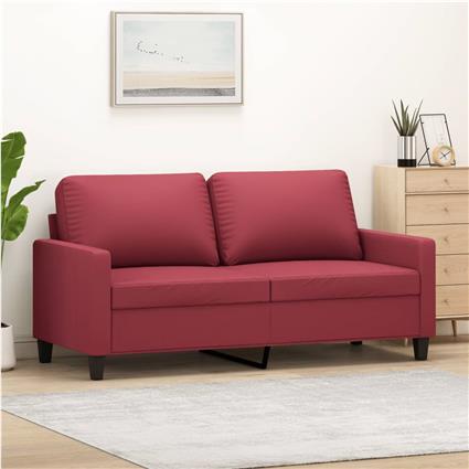 vidaXL Sofá de 2 lugares 140 cm couro artificial vermelho tinto