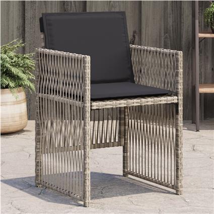 vidaXL Cadeiras de jardim com almofadões 4 pcs vime PE cinzento-claro