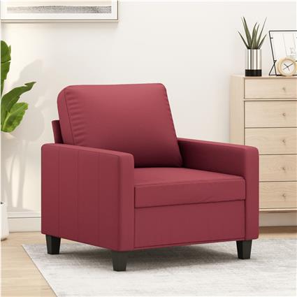 vidaXL Poltrona 60 cm couro artificial vermelho tinto
