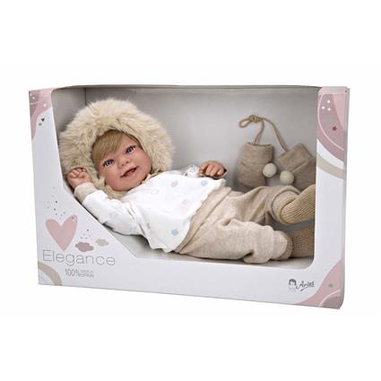 MuÑecas Arias Elegance Zoe With Mittens Weight 45 Cm Baby Doll Beige