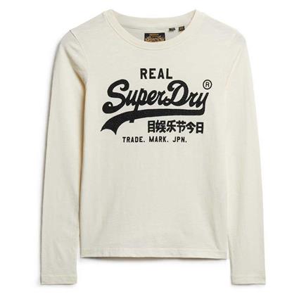 Superdry Embellished Vl Graphic Long Sleeve T-shirt Beige XS Mulher