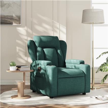 vidaXL Poltrona reclinável tecido verde-escuro