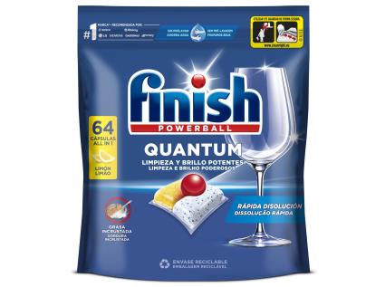 Detergente Loiça Máquina Finish Quantum Limão 64pastilhas