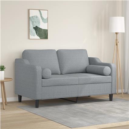 vidaXL Sofá 2 lugares + almofadas decorativas 120cm tecido cinza-claro
