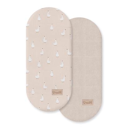 Albero Mio Satin Cotton And Muselina Goose 2 Units Bottom Carrycot Beige