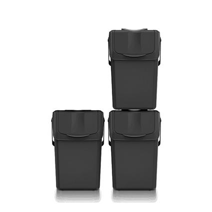 Keden Sortibox Set Of 3 Trash Cans 75l