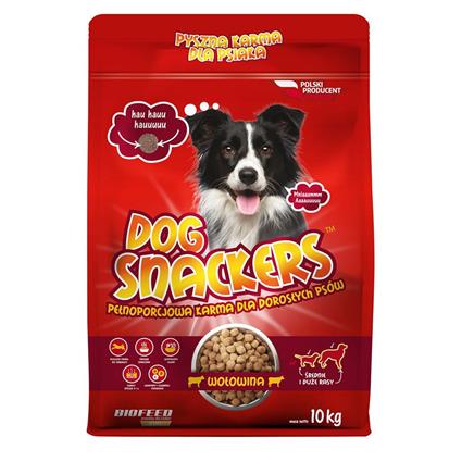 Biofeed Snackers Adult Medium & Large Beef Dog Food 10 Kg Vermelho