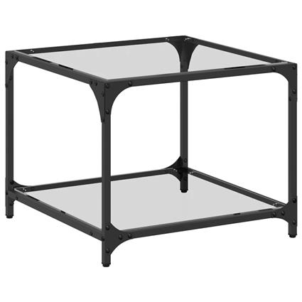 vidaXL Mesa de centro c/ topo em vidro transparente 50x50x40 cm aço