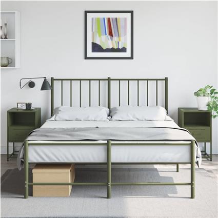 vidaXL Mesas de cabeceira 2 pcs 36x39x60,5 cm aço verde azeitona