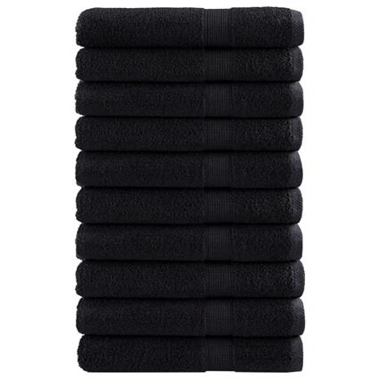 vidaXL Toalhas premium 10 pcs 100x200 cm 600 gsm algodão preto