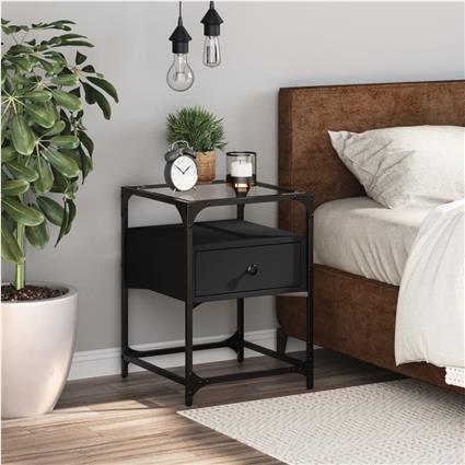 vidaXL Mesa de cabeceira 40x40x55 cm derivados de madeira preto