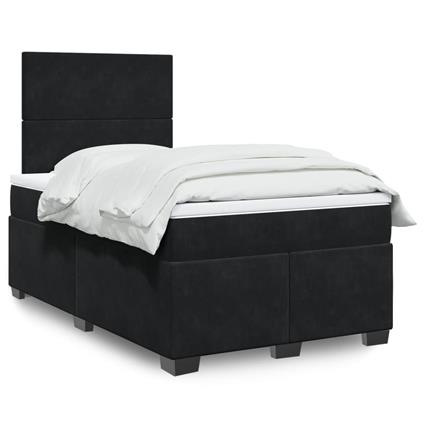 vidaXL Cama boxspring com colchão 120x200 cm veludo preto