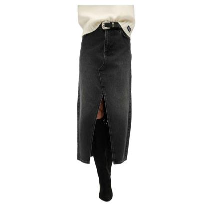 Superdry Split Long Skirt Cinzento 32 Mulher