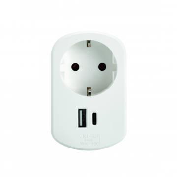 CARREGADOR SIMON 1XUSB A + 1XUSB C + 1XTOMA 16A 18W