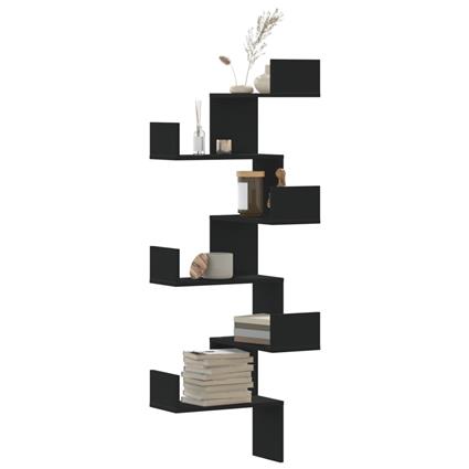 vidaXL Estante de parede p/ canto 45x45x147 cm deriv. madeira preto