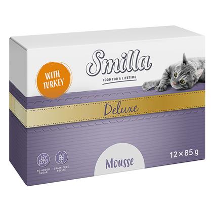 Smilla Deluxe 12 x 85 g comida húmida para gatos a preço especial! - Mousse - Com peru e manjericão