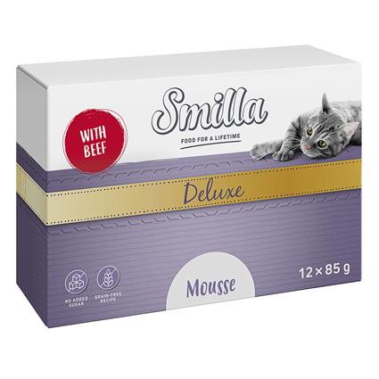 Smilla Deluxe 12 x 85 g comida húmida para gatos a preço especial! - Mousse - Con vacuno y tomillo