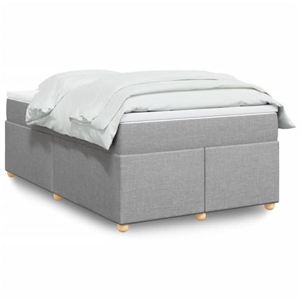 vidaXL Cama com molas/colchão 120x200 cm tecido cinza-claro
