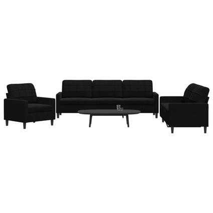 vidaXL 3 pcs conjunto de sofás com almofadões veludo preto