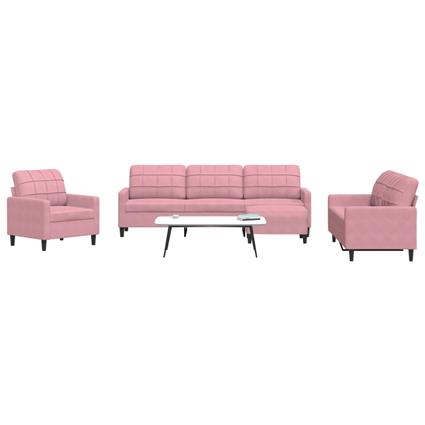 vidaXL 4 pcs conjunto de sofás com almofadões veludo rosa