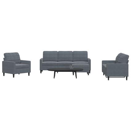 vidaXL 4 pcs conjunto de sofás com almofadões veludo cinzento-escuro