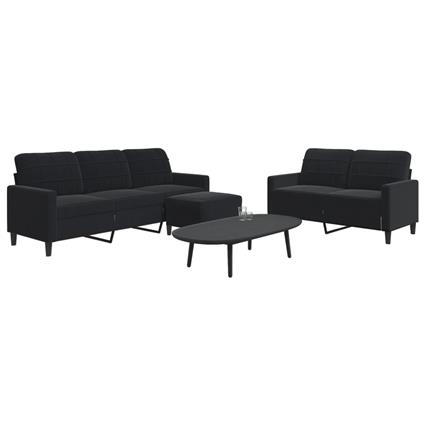 vidaXL 3 pcs conjunto de sofás com almofadões veludo preto