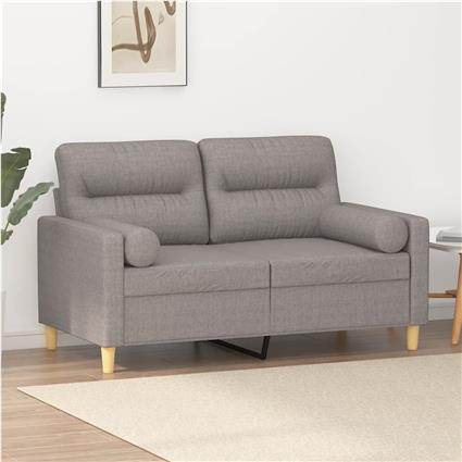 vidaXL Sofá 2 lug. +almofadas decoração 120cm tecido cinza-acastanhado
