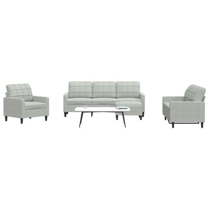 vidaXL 4 pcs conjunto de sofás com almofadões veludo cinzento-claro