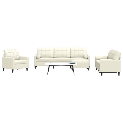 vidaXL 4 pcs conjunto de sofás com almofadões e rolos veludo creme