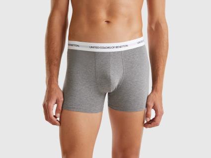 Benetton, Boxers Em Algodão Orgânico Stretch, size L, Cinza-escuro, Homem
