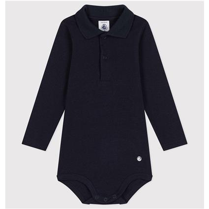 Body de mangas compridas, gola polo, Petit Bateau