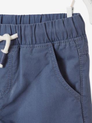 Bermudas coloridas, para menino azul escuro liso com motivo