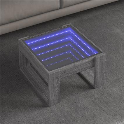 vidaXL Mesa de centro luzes LED Infinity 50x53x30 cm cinzento sonoma
