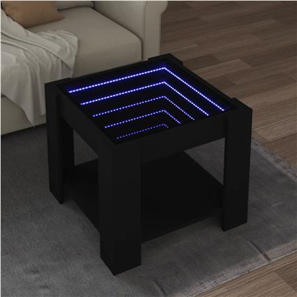 vidaXL Mesa de centro c/ LEDs 53x53x45 cm derivados de madeira preto
