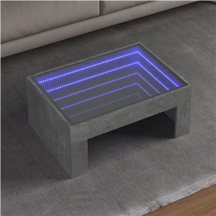 vidaXL Mesa de centro luzes LED Infinity 70x50x30 cm cinzento cimento