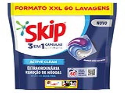 Detergente Roupa Máquina Cápsulas Skip Active Clean 60d