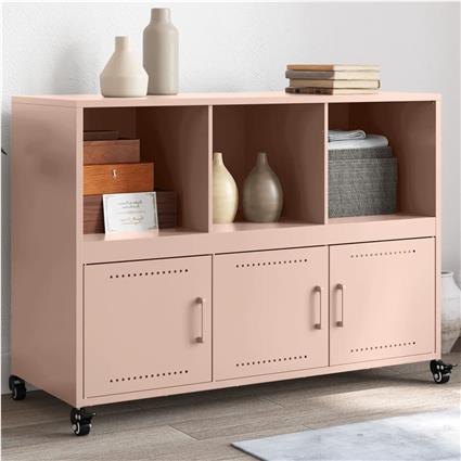 vidaXL Aparador 100,5x39x72 cm aço laminado a frio rosa
