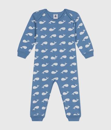 Pijama sem pés, estampado com baleias, Petit Bateau