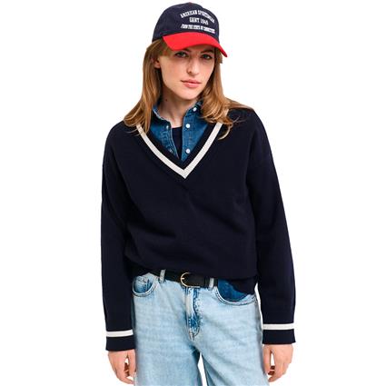 Gant 4805265 V Neck Sweater Azul L Mulher