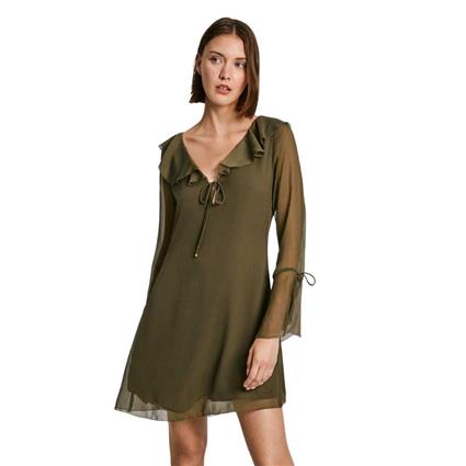 Pepe Jeans Pl953617 Long Sleeve Short Dress Verde S Mulher