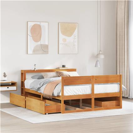 vidaXL Cama sem colchão 150x200 cm madeira pinho maciça castanho-mel