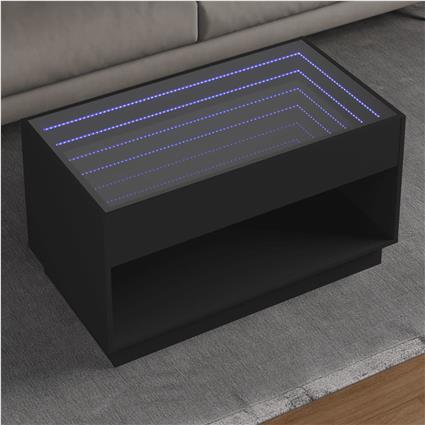 vidaXL Mesa de centro luzes LED Infinity 90x50x50 cm preto
