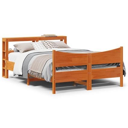 vidaXL Estrutura cama c/ cabeceira 140x200cm pinho maciço castanho-mel
