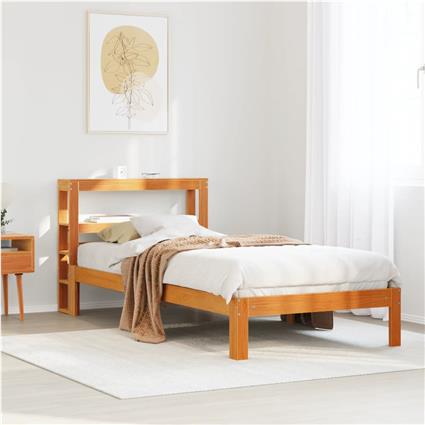 vidaXL Cama sem colchão 90x200 cm pinho maciço castanho-mel