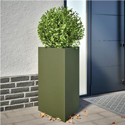 vidaXL Vaso/floreira jardim triangular 50x43x75 cm aço verde-azeitona