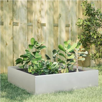 vidaXL Canteiro elevado de jardim 100x100x25 cm aço inoxidável
